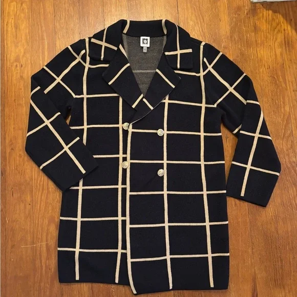 Anne Klein Black and tan sweater coat - Picture 3 of 5